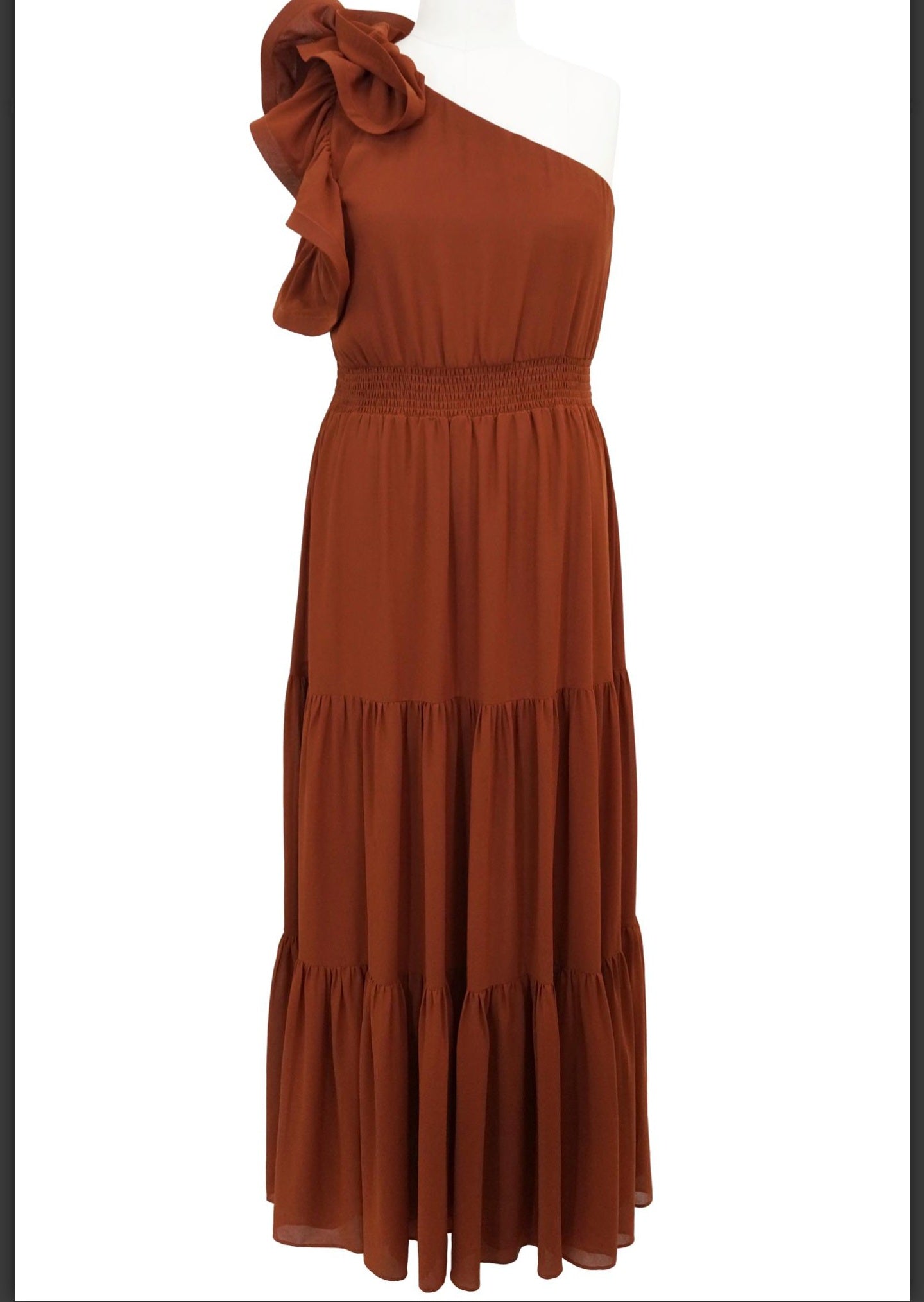 Plus ruffle one shoulder dress