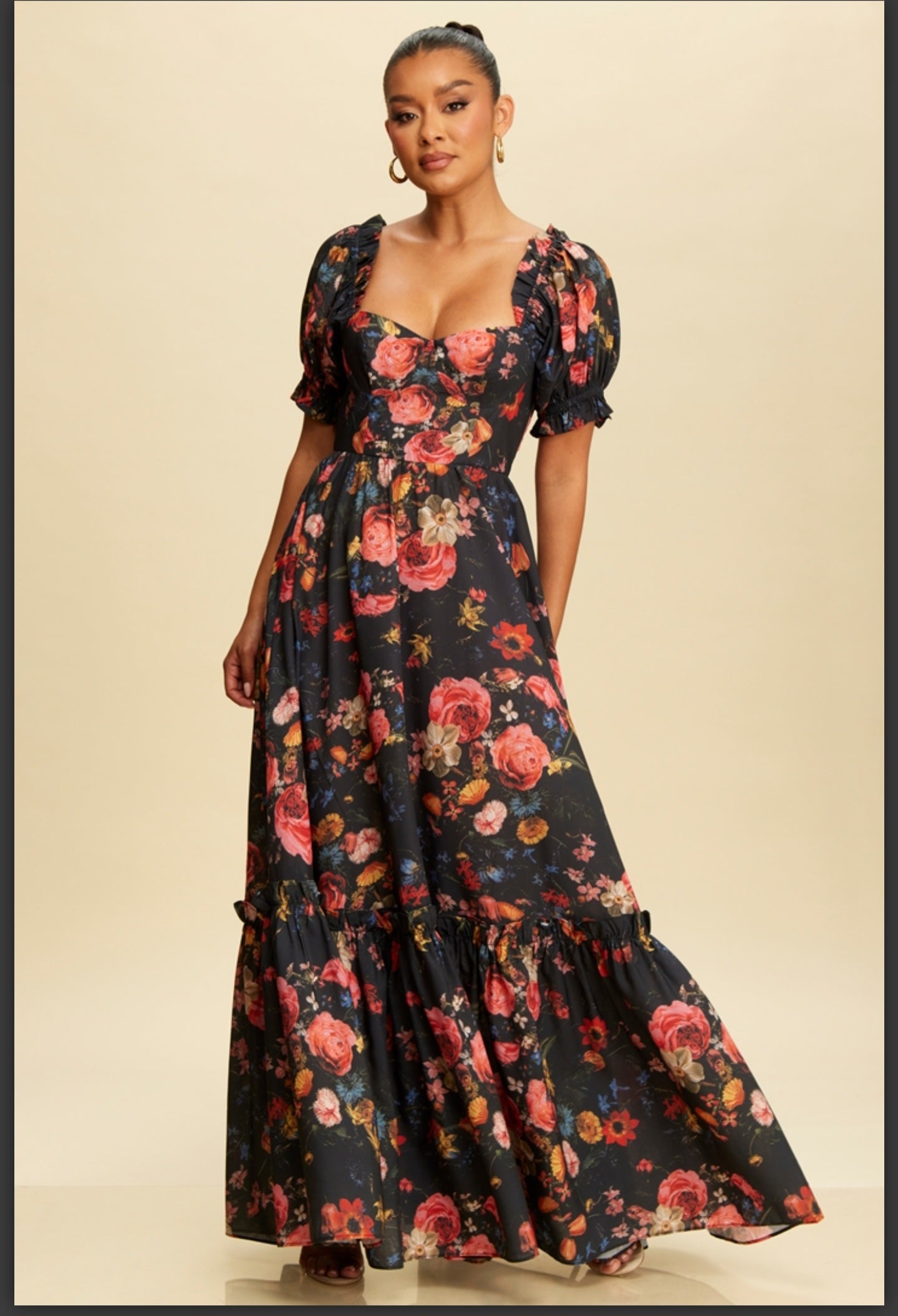 Floral tired bell sleeves dress