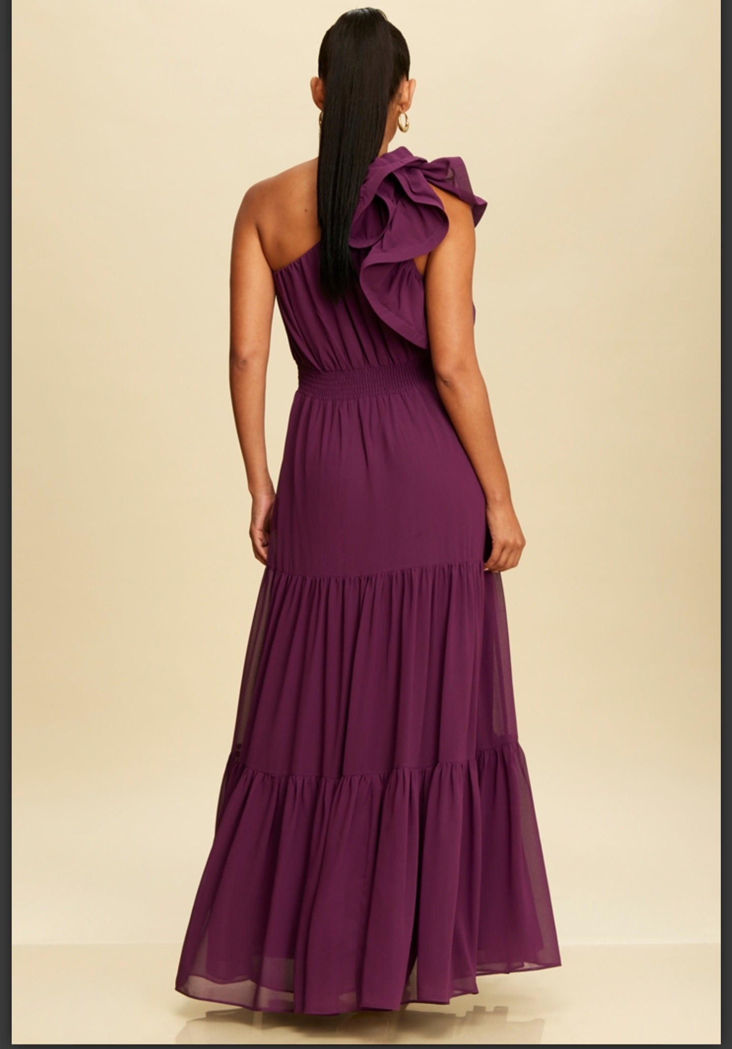 Ruffled one shoulder dress